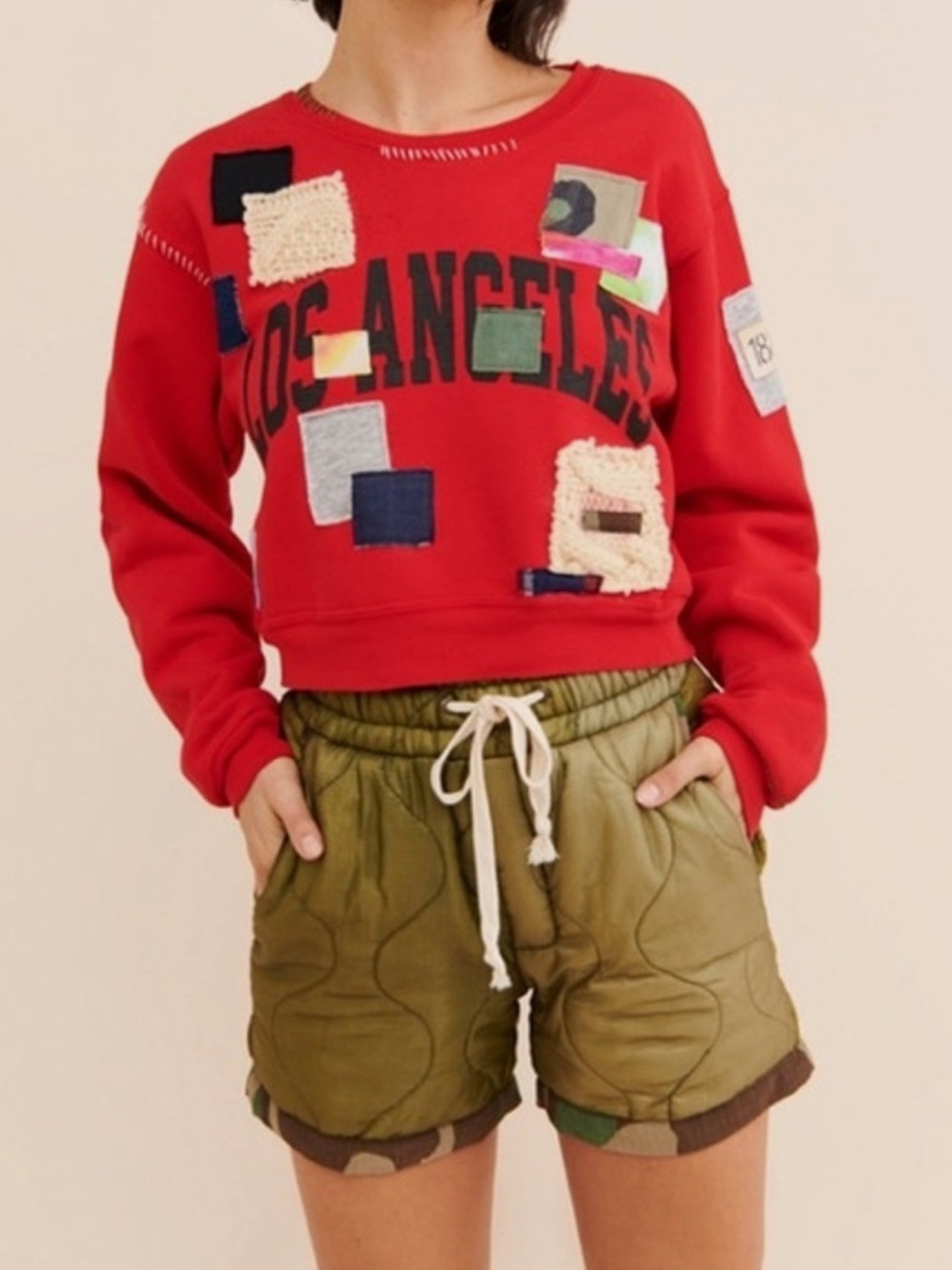 Riley from Free People Los Angeles Print Patchwork Vintage Crew Neck Sweatshirt